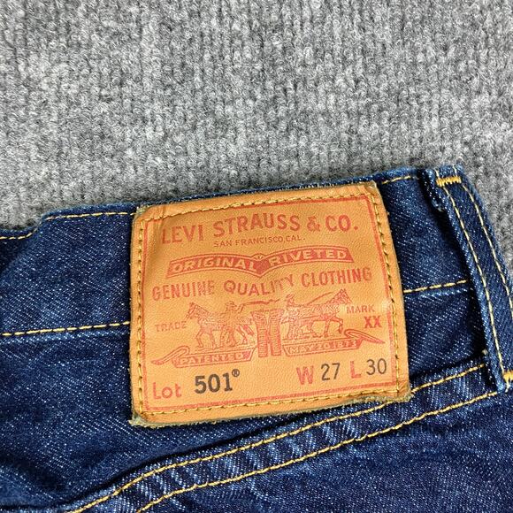 Levi's 501 Jeans Womens W27 L30 Dark Wash Skinny Fit Straight Leg Stretch Denim - Picture 12 of 13